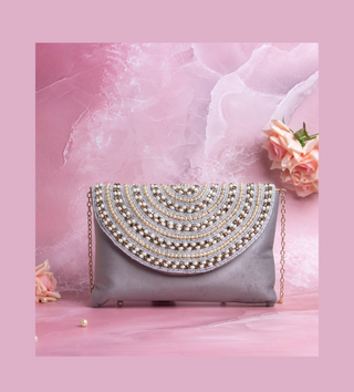 impressive grey clutch with embellished pearls#color_grey