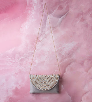 impressive grey clutch with embellished pearls#color_grey