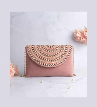 impressive blush clutch with embellished pearls#color_blush