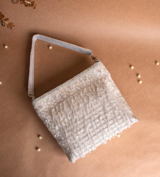 silver evening handbag with pearls and rhinestones#color_silver