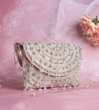 sparkling silver beaded handbag for women#color_silver