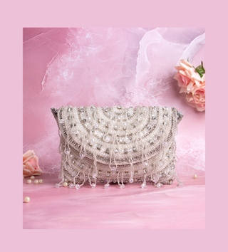 sparkling silver beaded handbag for women#color_silver