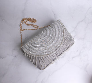 tassels embellished grey clutch#color_grey