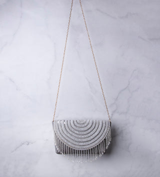 tassels embellished grey clutch#color_grey