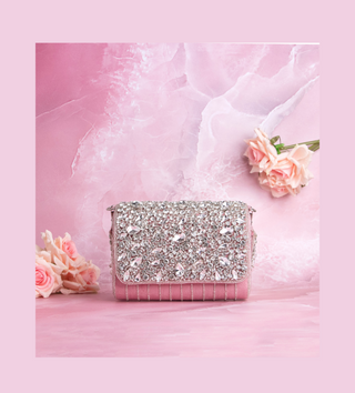 pink handbag with crystal drop#color_pink