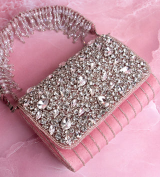 pink handbag with crystal drop#color_pink