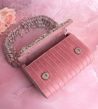 pink handbag with crystal drop#color_pink