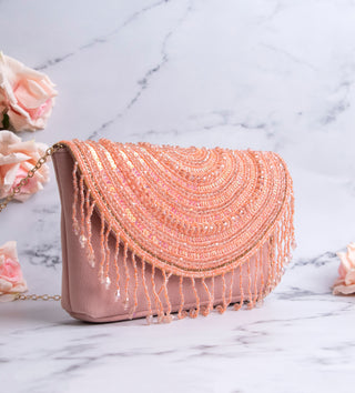 tassels embellished blush clutch#color_blush